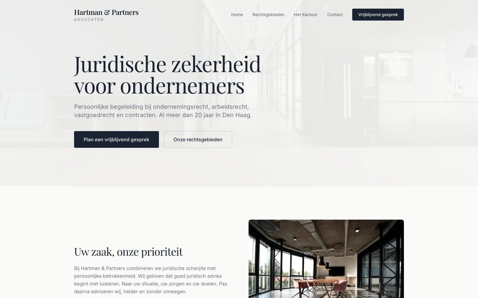 Screenshot van Hartman & Partners